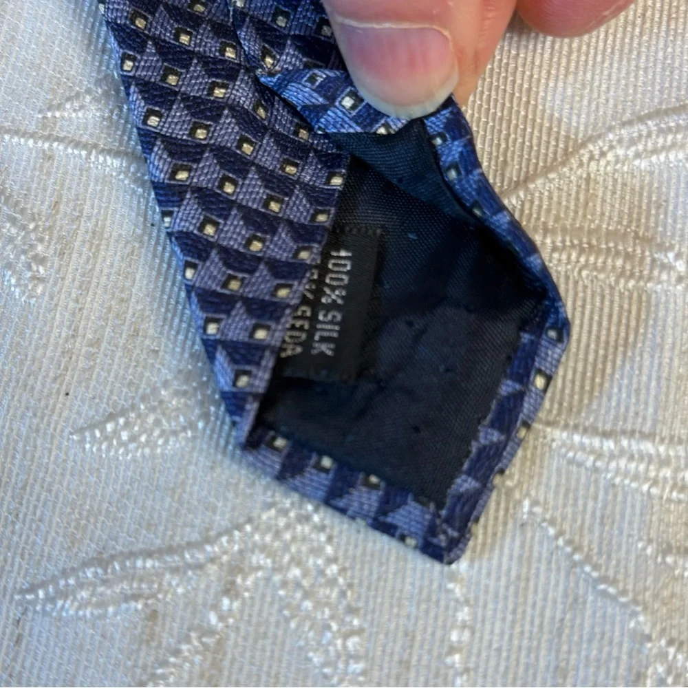 Men’s Vintage Stafford Executive Silk Tie. Made in Italy. Blue. Geometric‎